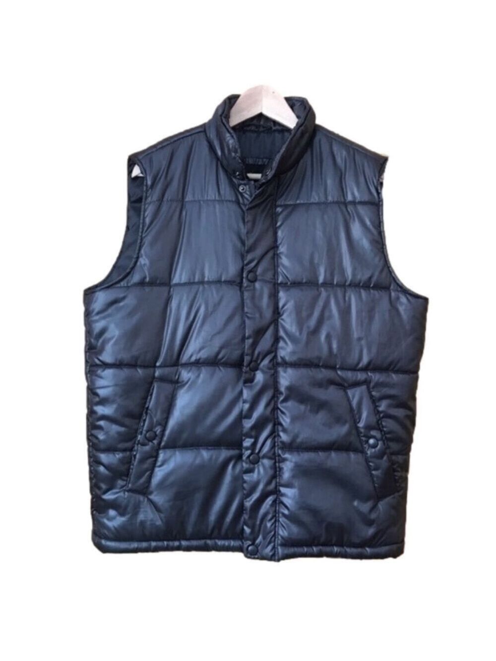 𝅺J. Ferrar quilted steel grey puffer vest Men’s size medium